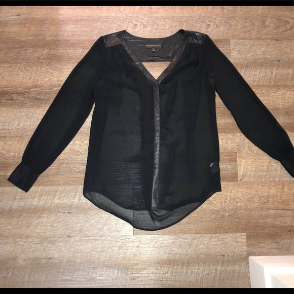 Rock & Republic Tops - 158. Rock & Republic Black Open Back Button Down Top